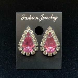 Vintage Rhinestone Teardrop Stud Earrings